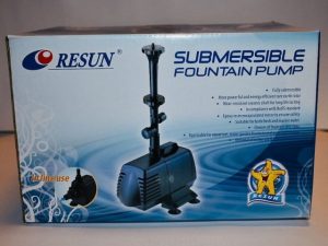 BOMBAS DE AGUA SUMERGIBLES PARA FUENTES "RESUN", POTENCIAS VARIAS Y DIVERSOS LITRO/H.