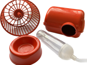 KIT HAMSTER – BEBEDERO –RUEDA- COMEDERO. - AL1092